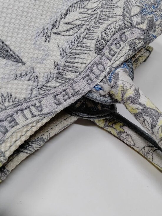 Authentic Christian Dior Book Tote Canvas Cream Luxury Designer - Picture 7 of 16